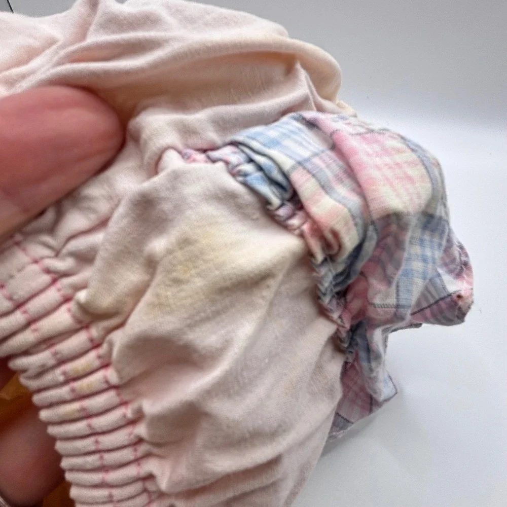 Vintage Baby‎ Bloomers Diaper Covers Set Pink Gingham Ruffled Plaid 3pc Bundle